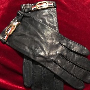 Sax Fifth Avenue Navy Blue Leather Gloves